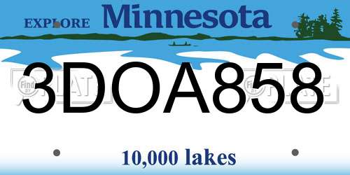 3DOA858 Minnesota License Plate