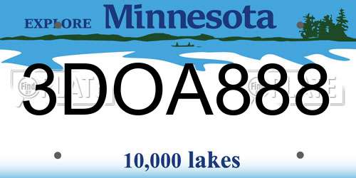3DOA888 Minnesota License Plate