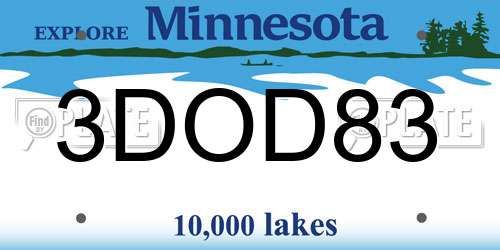 3DOD83 Minnesota License Plate
