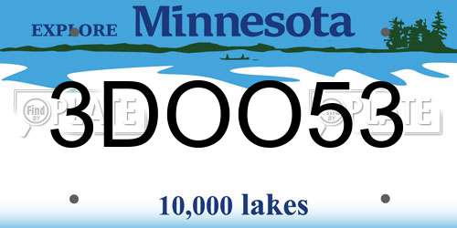 3DOO53 Minnesota License Plate