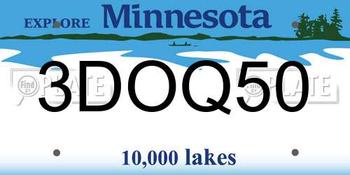 3DOQ50 Minnesota License Plate
