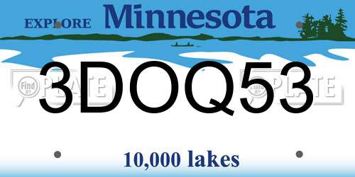 3DOQ53 Minnesota License Plate