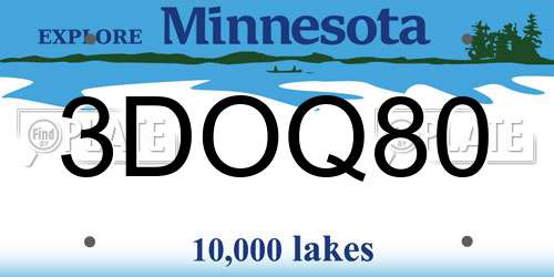3DOQ80 Minnesota License Plate