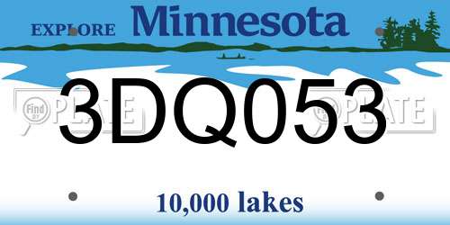 3DQ053 Minnesota License Plate
