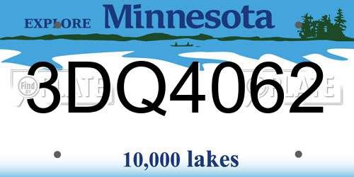 3DQ4062 Minnesota License Plate