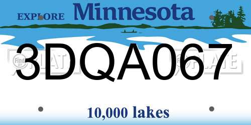 3DQA067 Minnesota License Plate