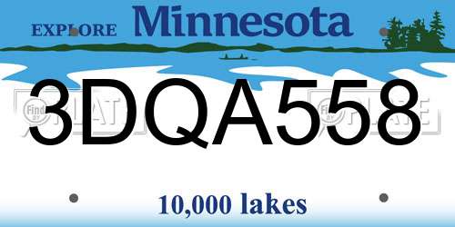 3DQA558 Minnesota License Plate