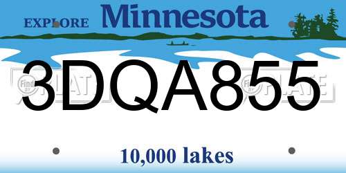 3DQA855 Minnesota License Plate