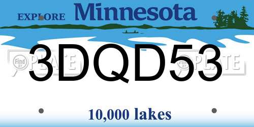 3DQD53 Minnesota License Plate