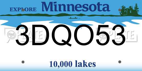 3DQO53 Minnesota License Plate