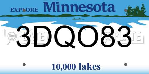 3DQO83 Minnesota License Plate