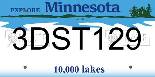 3DST129 Minnesota License Plate
