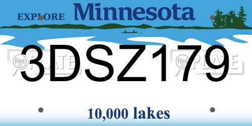 3DSZ179 Minnesota License Plate