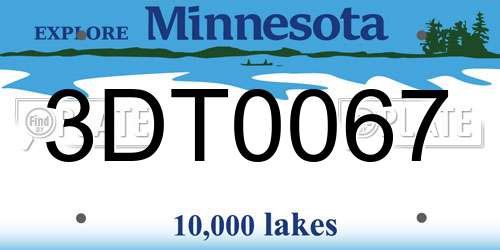 3DT0067 Minnesota License Plate