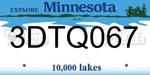 3DTQ067 Minnesota License Plate