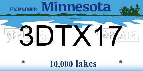3DTX17 Minnesota License Plate
