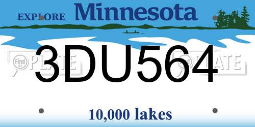 3DU564 Minnesota License Plate