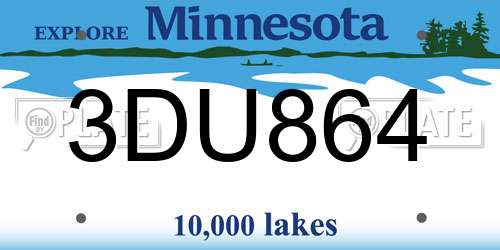 3DU864 Minnesota License Plate