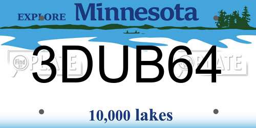 3DUB64 Minnesota License Plate