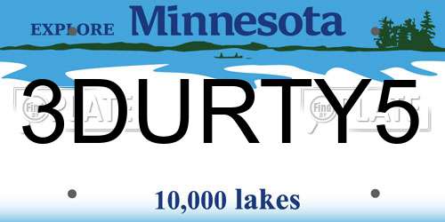 3DURTY5 Minnesota License Plate