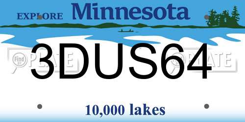 3DUS64 Minnesota License Plate