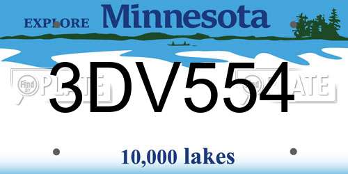 3DV554 Minnesota License Plate