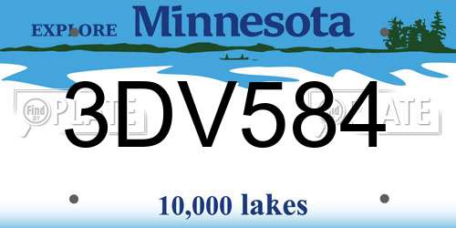 3DV584 Minnesota License Plate