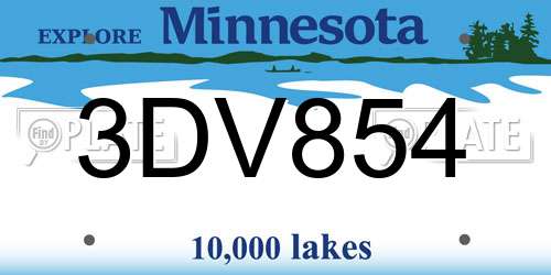 3DV854 Minnesota License Plate