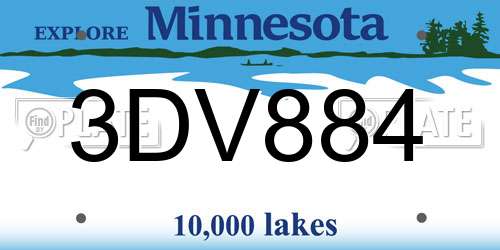 3DV884 Minnesota License Plate