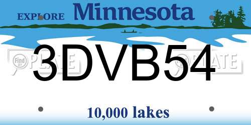 3DVB54 Minnesota License Plate