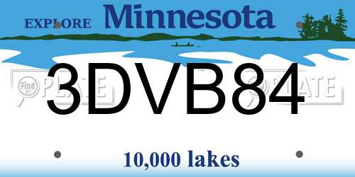 3DVB84 Minnesota License Plate