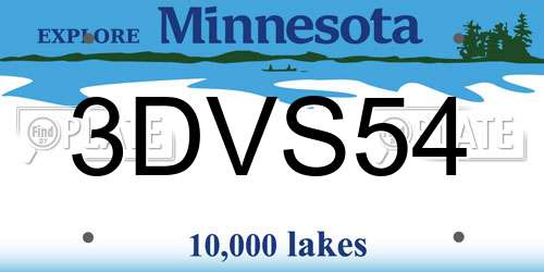 3DVS54 Minnesota License Plate
