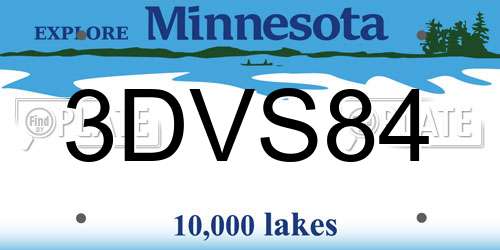 3DVS84 Minnesota License Plate