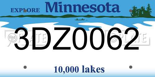 3DZ0062 Minnesota License Plate