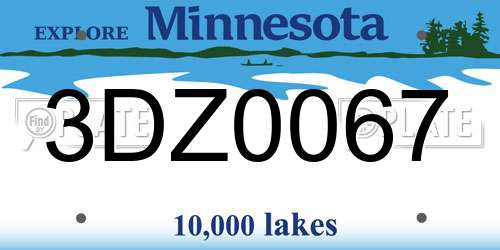 3DZ0067 Minnesota License Plate