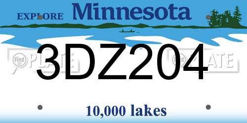 3DZ204 Minnesota License Plate