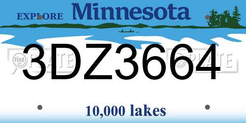 3DZ3664 Minnesota License Plate