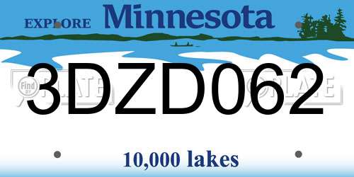 3DZD062 Minnesota License Plate