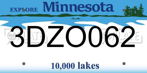 3DZO062 Minnesota License Plate