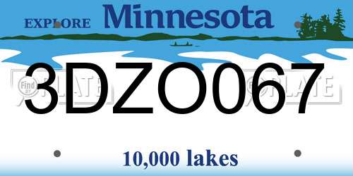 3DZO067 Minnesota License Plate