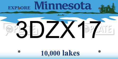 3DZX17 Minnesota License Plate