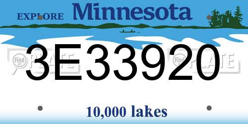 3E33920 Minnesota License Plate