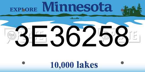 3E36258 Minnesota License Plate