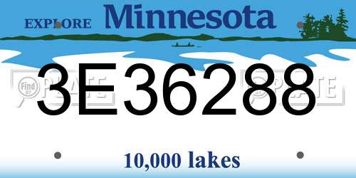 3E36288 Minnesota License Plate