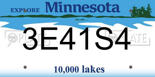 3E41S4 Minnesota License Plate