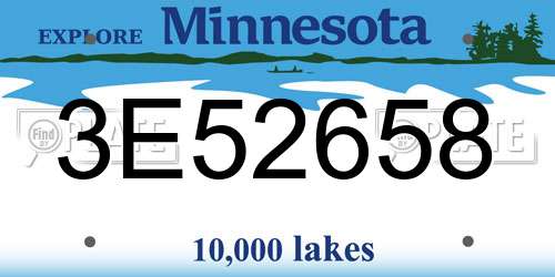 3E52658 Minnesota License Plate