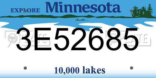 3E52685 Minnesota License Plate