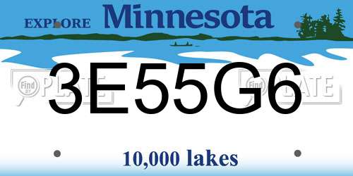 3E55G6 Minnesota License Plate