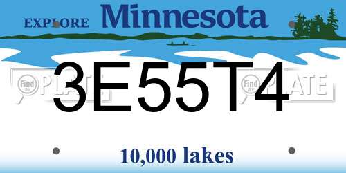 3E55T4 Minnesota License Plate