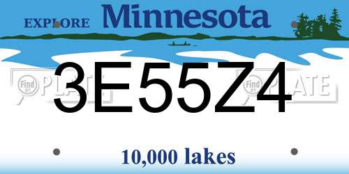 3E55Z4 Minnesota License Plate